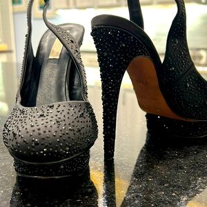 STUNNING 🖤 BCBGMAXAZRIA! Make a statement Black bejeweled platform heels!!